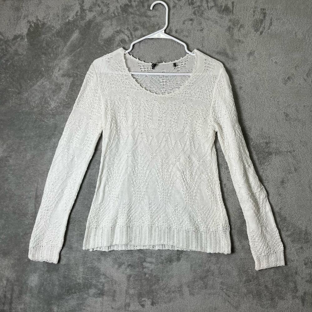 Peruvian Connection‎ Pointelle Knit Top Pima Cotton Grandmacore Cottage Small